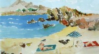 Spiaggia con ombrelloni '08 cm30x50