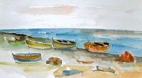 Barche in riva al mare '84 cm30x50